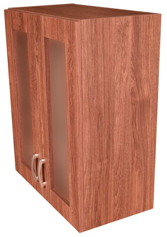 Smontovaná prosklená kuchyňská skříňka 60 cm barva ořech