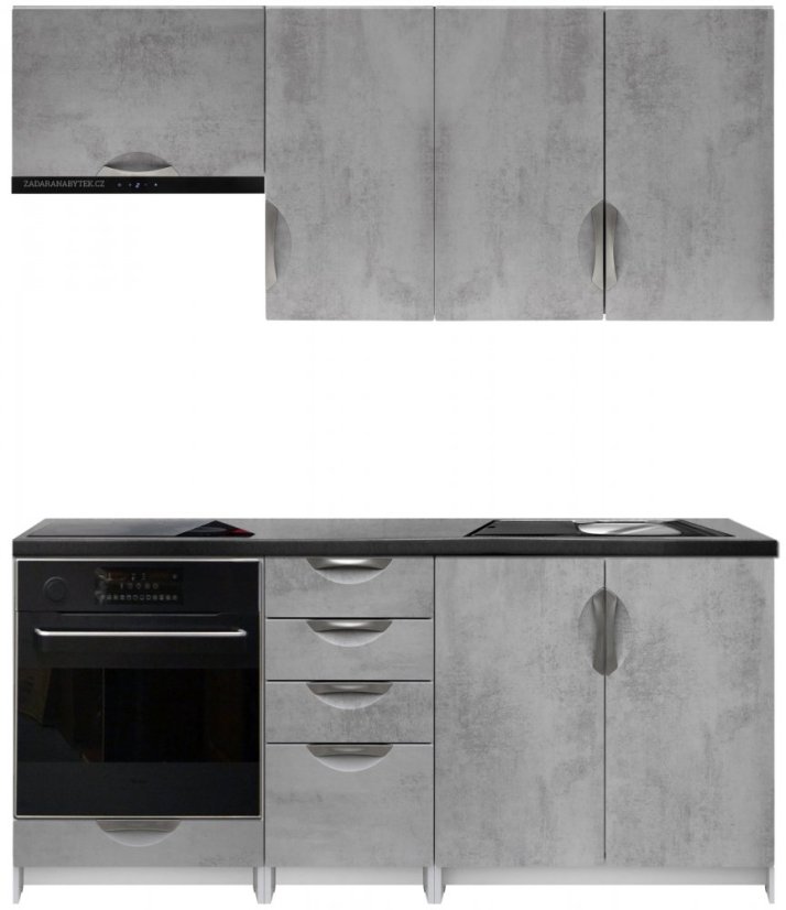 Kuchyňská linka folie MDF 180 cm barva beton korpus šedý