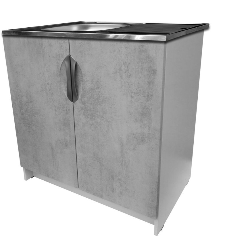 Smontovaná kuchyňská skříňka s dřezem beton korpus šedý 80 cm