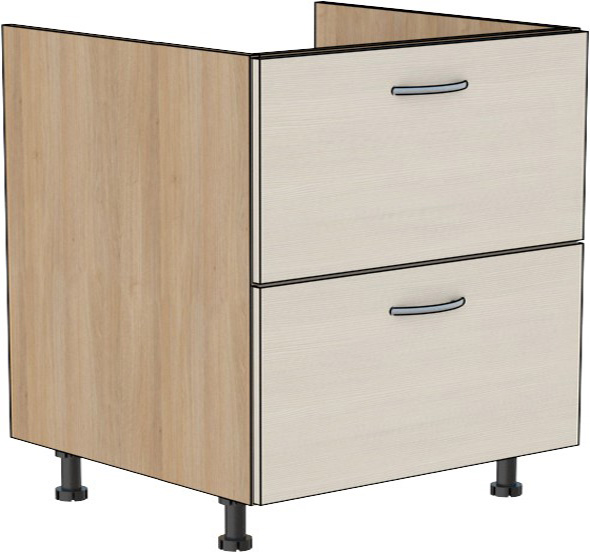 Zásuvková skříňka pod varnou desku se 2 šuplíky 90 cm – česká, smontovaná