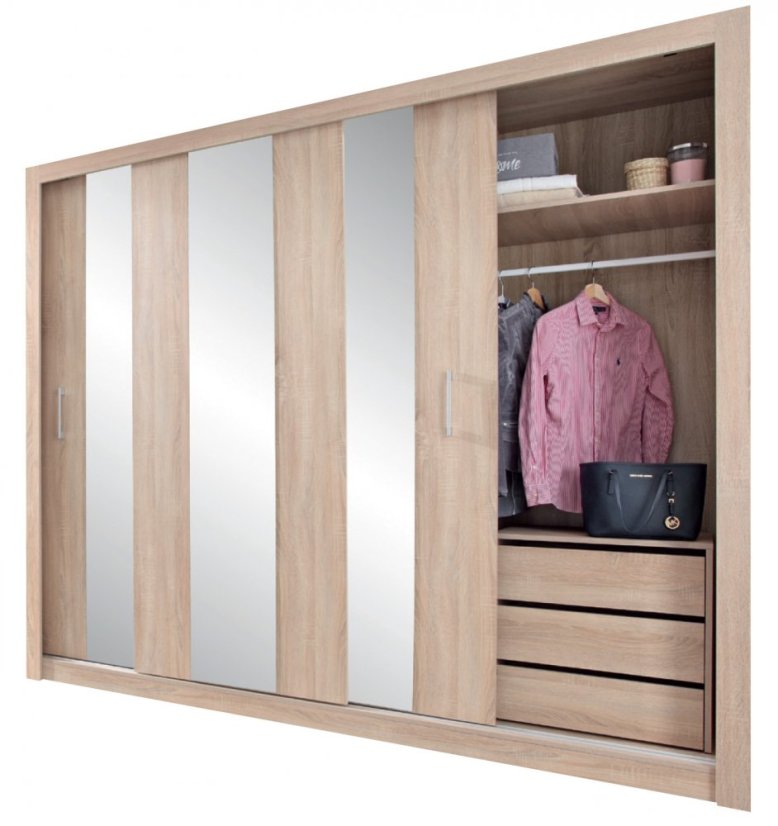 Šatní skříň dub sonoma s posuvnými dveřmi Konica 250 cm