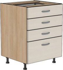 Zásuvková skříňka Tina 60 cm (3 nízké a 1 hluboká zásuvka)