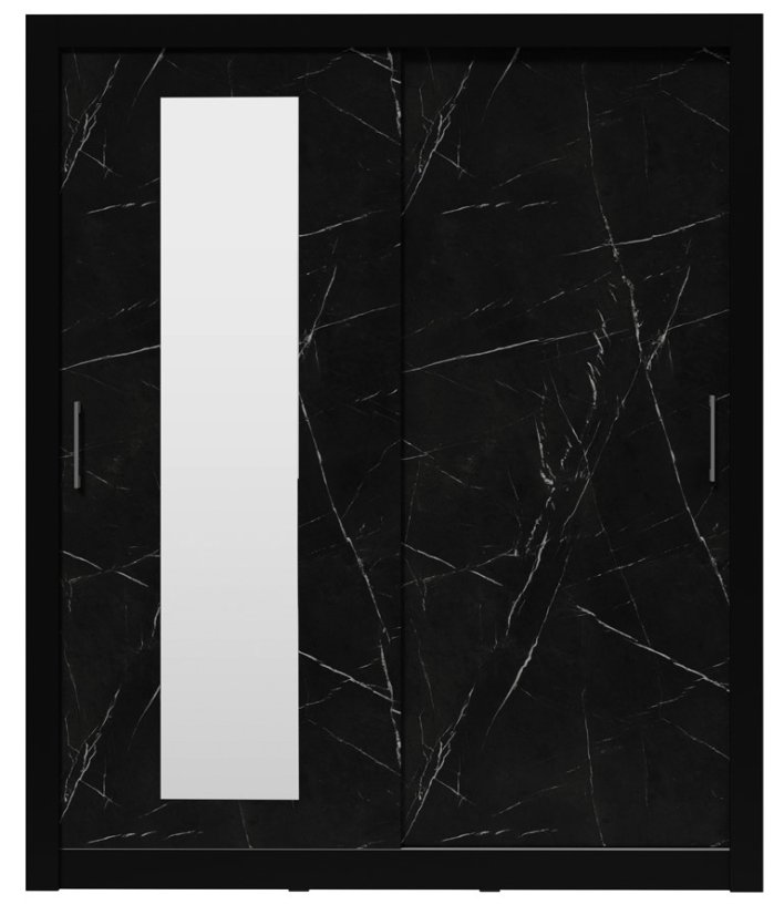 skříň do ložnice s posuvnými zrcadlovými dveřmi In Box černá / black royal 180 cm