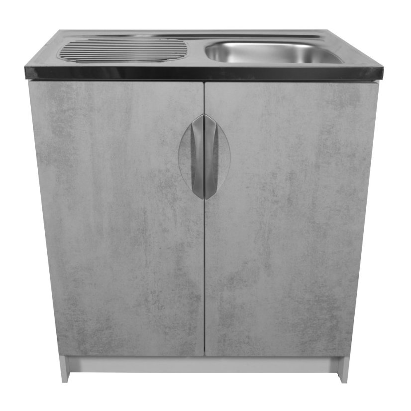 Smontovaná kuchyňská skříňka s dřezem beton korpus šedý 80 cm